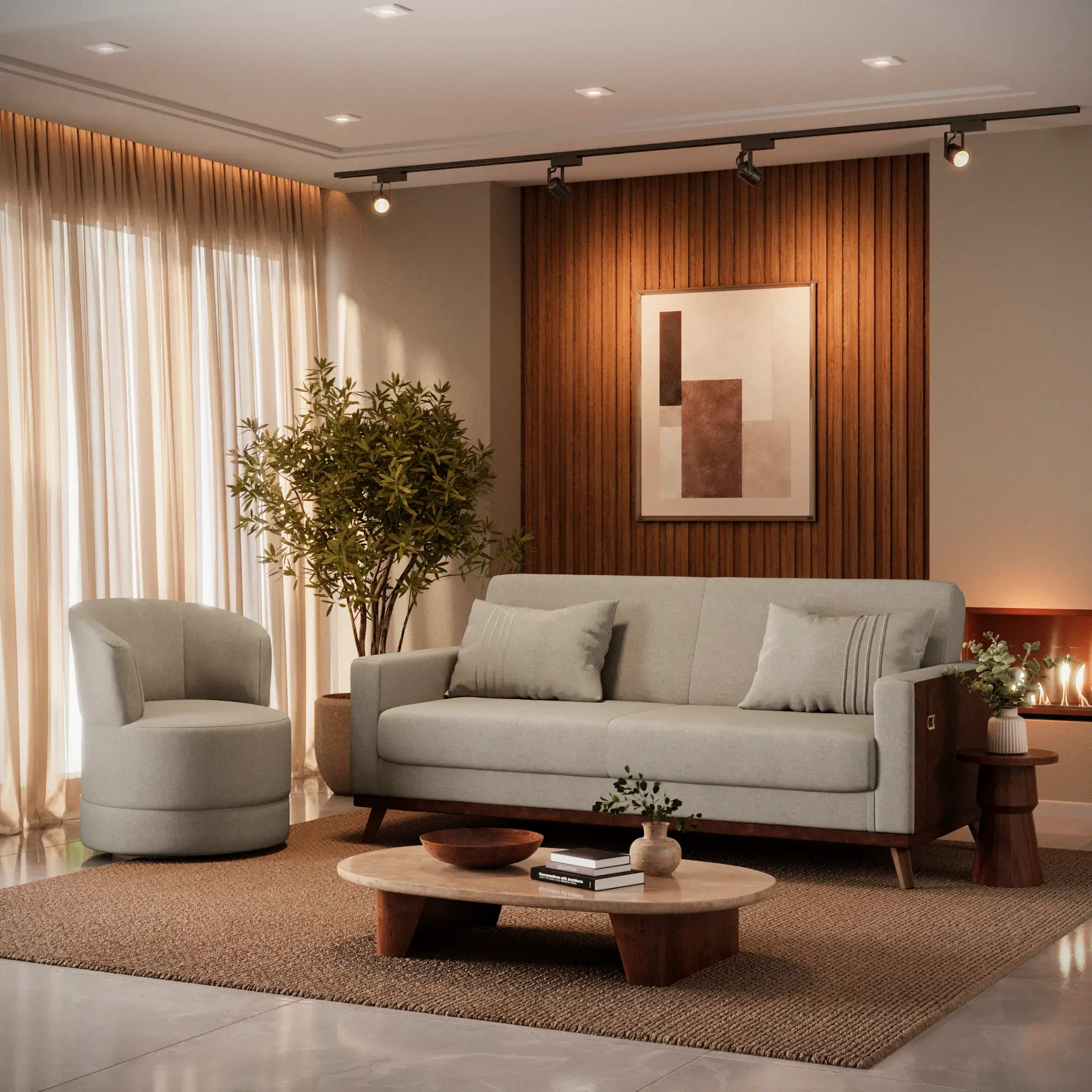 Sala de estar decorada com móveis Matrix
